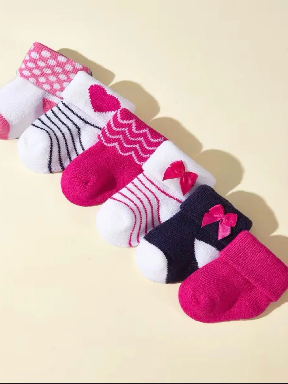 Baby Girls Assorted Pink & White Bootie Socks - 6 Pack